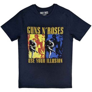 Guns N' Roses Unisex T-Shirt: Use Your Illusion Navy (Navy Blue) (X-Large)