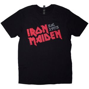 Iron Maiden Unisex T-Shirt: Est. 1975 Slanted Logo (Black) (XX-Large)