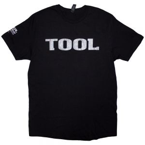 Tool Unisex T-Shirt: Metallic Silver Logo (Black) (Sleeve Print) (Large)